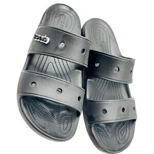 Crocs Men sz 12 women 14 Unisex black slippers comfortable recovery sandals